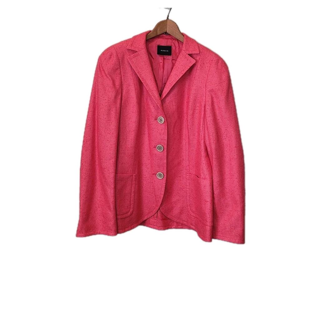 Akris Silk Cashmere Pink 3 Button Long Sleeve Blazer Size 10 Old Money Classic